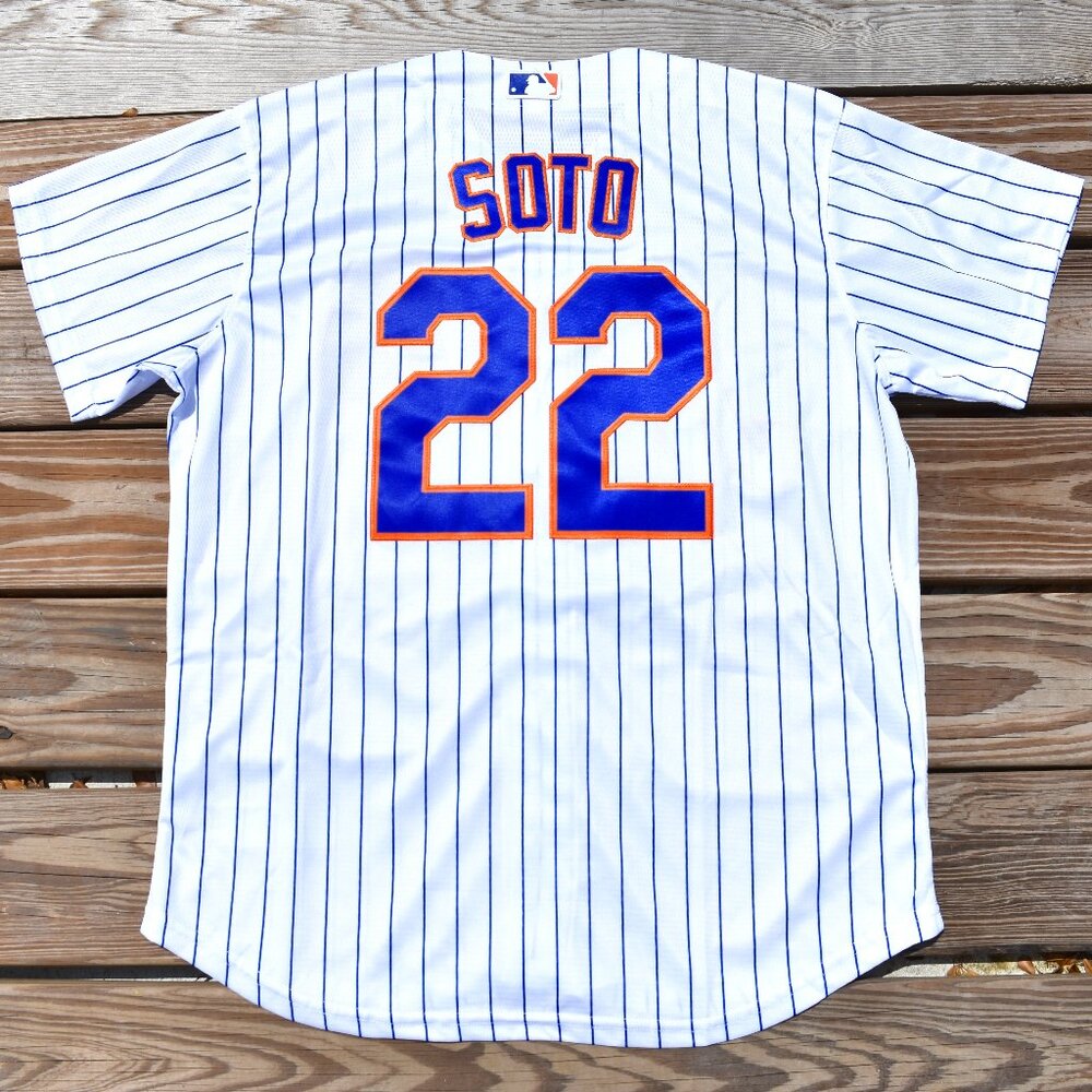 New! Juan Soto New York Mets White Pinstripe Baseball Jersey Adult Men's Sizes